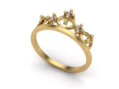 Womens Rings With Stone Ring Ready STL 3DM Models Rings women 3D print model 4