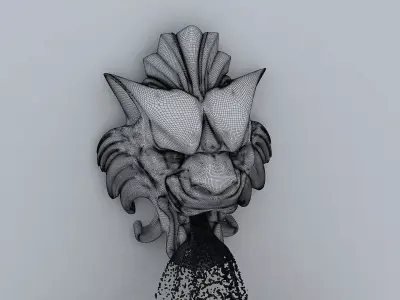 Stone Wall with Tiger Head Fountain 3D model