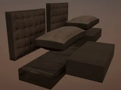 Modular Leather Cafe Diner Booth Couch Seat - 4K PBR Low-poly 3D model