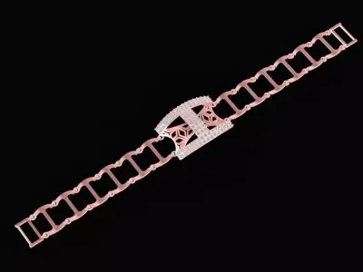 Modern Geometric Diamond Link Bracelet for Men  1280 3D print model