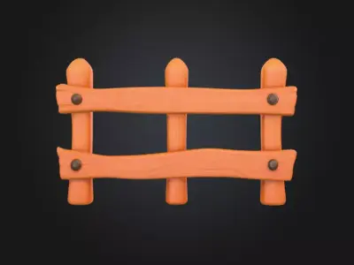 Wooden Cartoon Fence Low-poly 3D model
