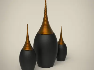 Vase Set gold 3D model