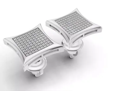 AV 724 Diamond Concave Kite Unisex Stud Earrings 3D print model