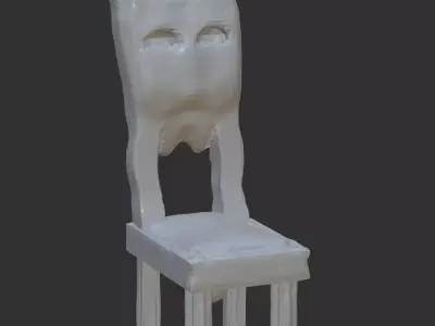 Wood Texture Dining Room Chair Low-poly 3D model