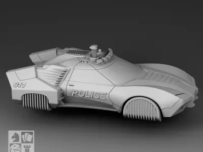 Futuristic police hovercraft 3D print model