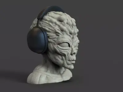 Alien headphone holder home decoration 3D print model