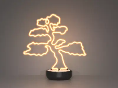 Bonsai 2 - Neon Sign in a Pot 3D model
