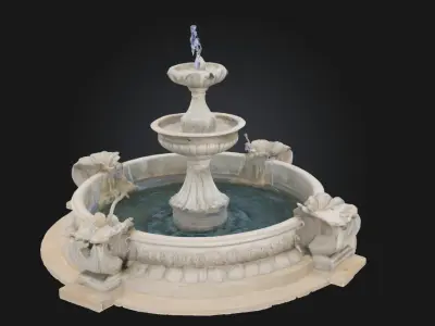 Grandstone Cascade  Sculpted Majesty in Flowing Stone 3D model