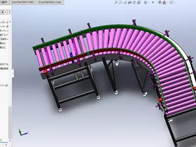 90 degree turning roller conveyor line 3D model