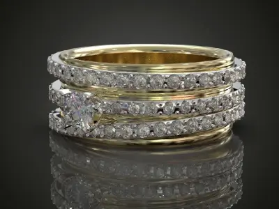 Diamond multy-gemstone ring  Free 3D print model