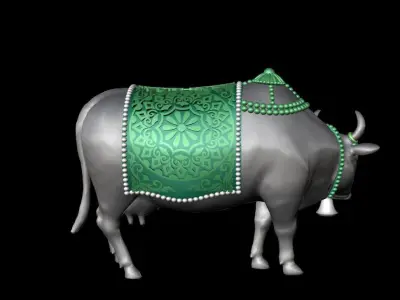 Cow 3d model ox figurine in silver and gold 3D print model