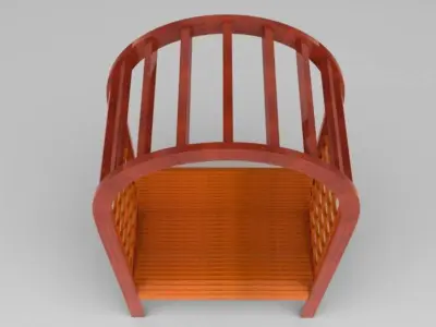 Arbor 1 wooden bench with arched design 3D model