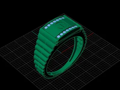 Print Ready STL 3DM  Gents Rings Diamond Men Ring  3D print model 10