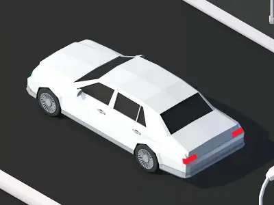 Cartoon Low Poly Limousine Car 3D model