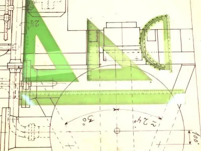 4 Rulers Collection protractor on piece of paper 3D model