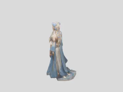 Stylized Bohemian Female Character with Staff Low-poly 3D model