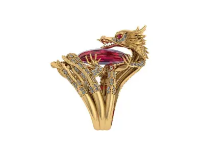 Dragon Ring Hugging Stone 3D print model