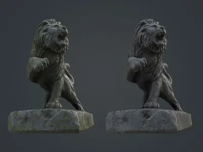 Lion Statue Low-poly 3D model 2