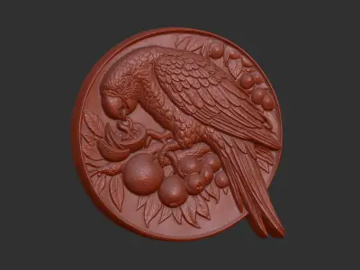 parrot round frame baserelife model 3D print model