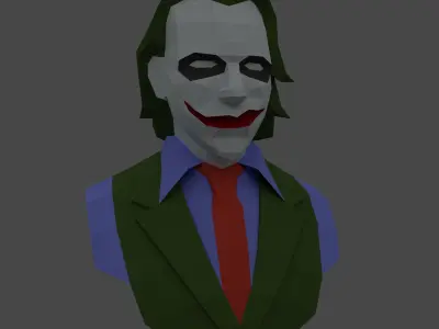 Low poly Joker bust for paper craft 3D print model