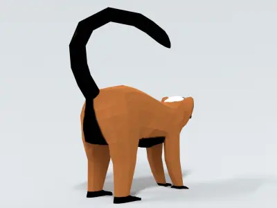 Low Poly Cartoon Red Ruffed Lemur Low-poly 3D model