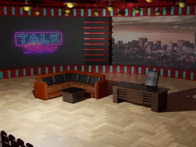 Talk Show TV Studio Low-poly 3D model