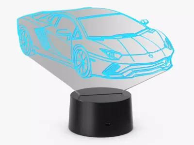 Acrylic Hologram Lamp Car Blue 3D model