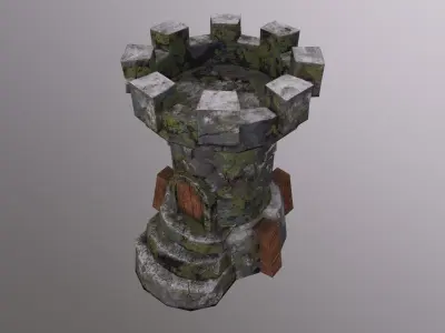 Old Tower for game Low-poly 3D model