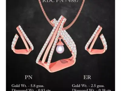 Pendant Earrings combo - 4887 3D print model