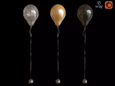 Balloons silver balloon hanging 3D model