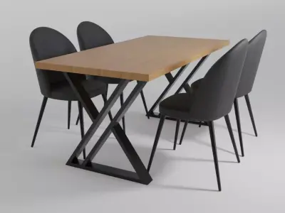 Dining table with chairs 3D model buy