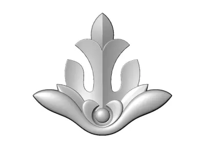 Floral motif rosette applique carving molding relief onlay 3D print model