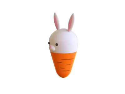 Easter Rabbit Carrot Low-poly 3D model