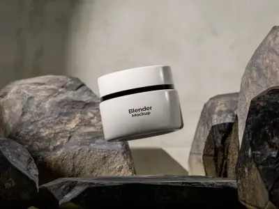 Floating Elegance Minimal Beauty Jar Mockup Low-poly 3D model