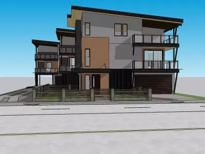 3 Modern 3Storey unit in a lot Low-poly 3D model