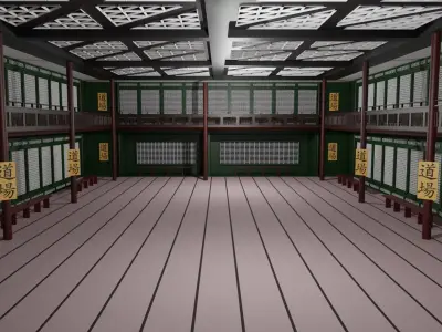 Japanese Dojo Low-poly 3D model