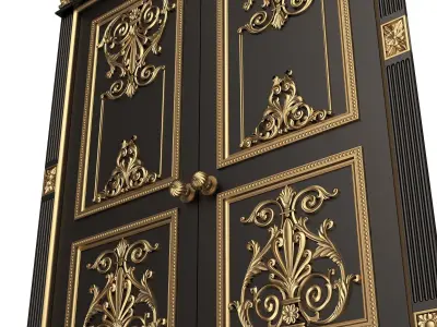 Carved Door Classic 0901 Black Low-poly 3D model