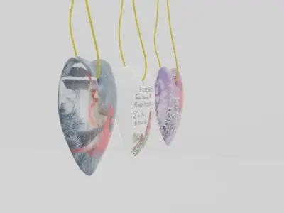 3DChristmas Decorations 3 Hearts 3D model