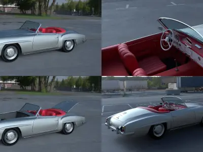 Fully modeled w interior Mercedes 190SL 3D model