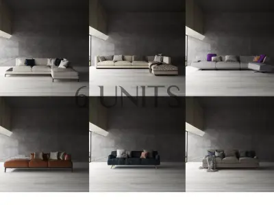 Sofa 6 Models Low-poly 3D model