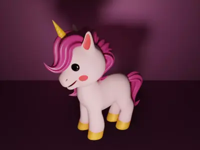 Baby Unicorn 3D Model  Adorable Low-Poly Cartoon Character 3D model