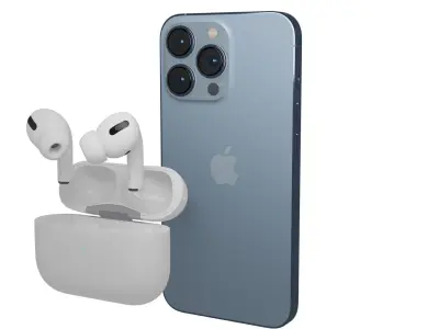 iphone 13 and AirPods Pr 3D model