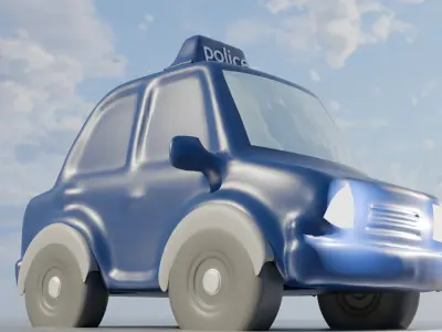  Cartoon Police Car - High-Quality 3D Model   3D model