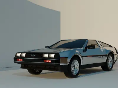 Delorean car Low-poly 3D model