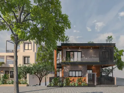 House Elevation Architecture Low-poly 3D model