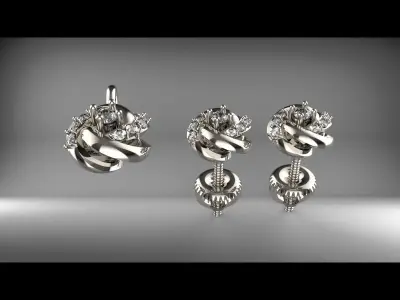 3D model pendant and earrings 05 3D print model