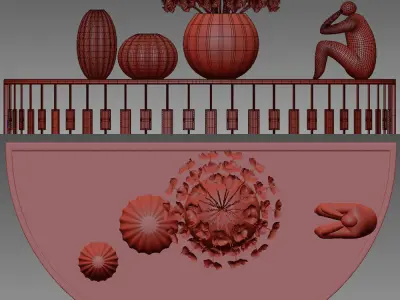 table gold console 3D model