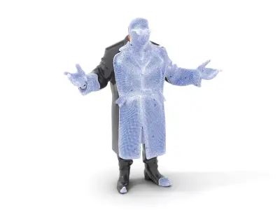 Mysterious Detective Rigged and Animated Character Model Low-poly 3D model