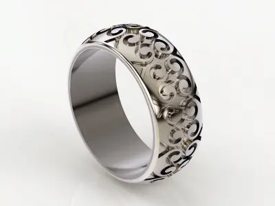 Ornamental carving ring silver gold  printable jewelry 3D model 3D print model