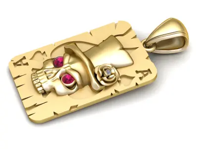 COWBOY SKULL FACE CARD PENDANT 3D PRINTABLE MODEL  3D print model